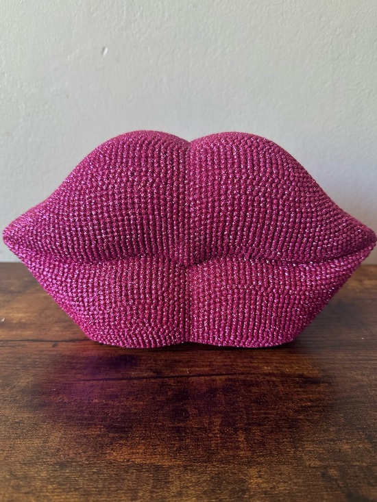 Unbranded Other - Pink Lip-Shaped Sparkle Beaded Home Decor Accent Double Sided NWT